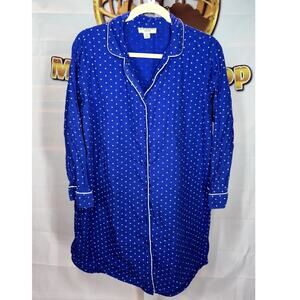 Appleseed’s Petites Blue Polka Dot Pajama Shirt Dress Size PXL